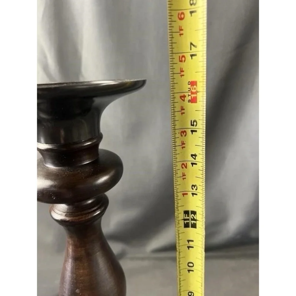 Pottery Barn Turned Wood Candle‎ Holder Mahogany Taper Pillar 16